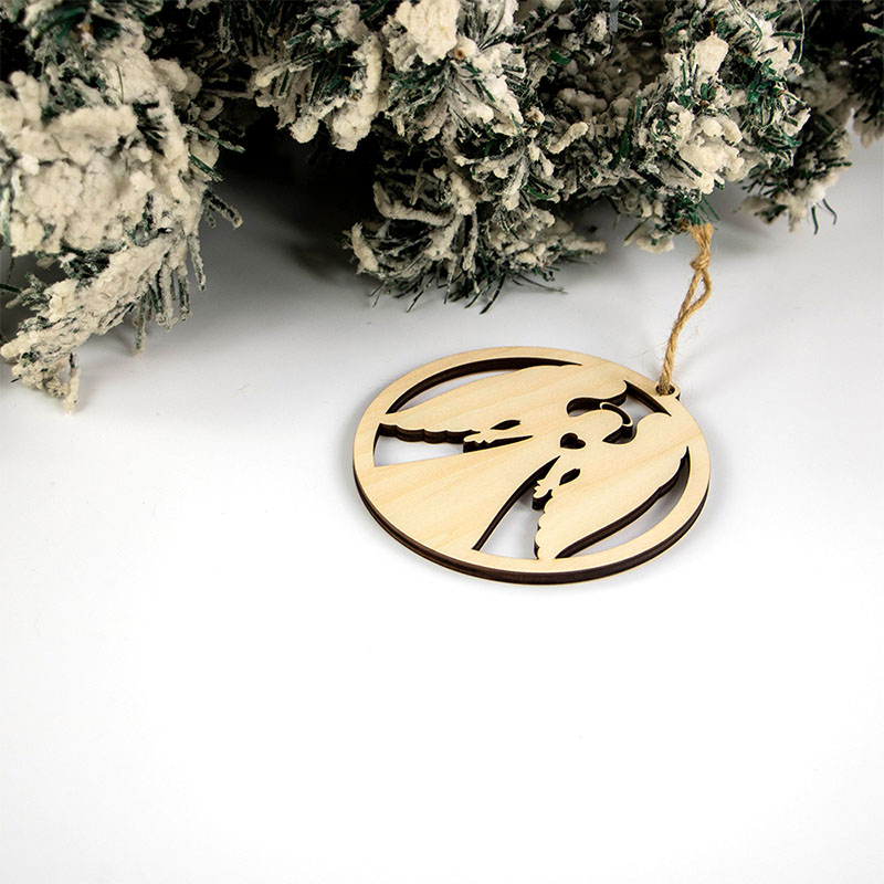 Laser cut wooden angel ornament for Christmas tree wooden pendant decoration