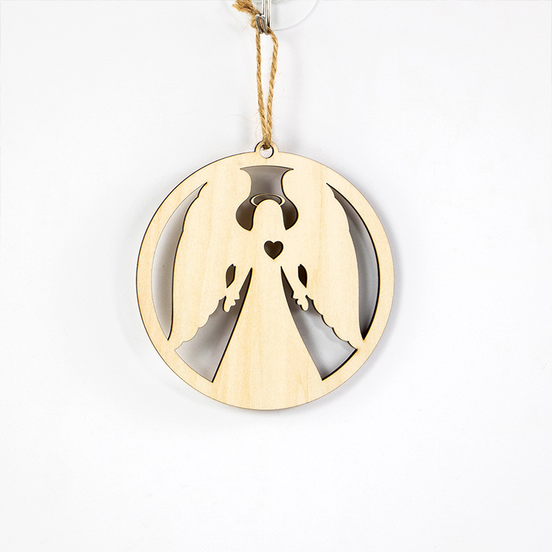 Laser cut wooden angel ornament for Christmas tree wooden pendant decoration