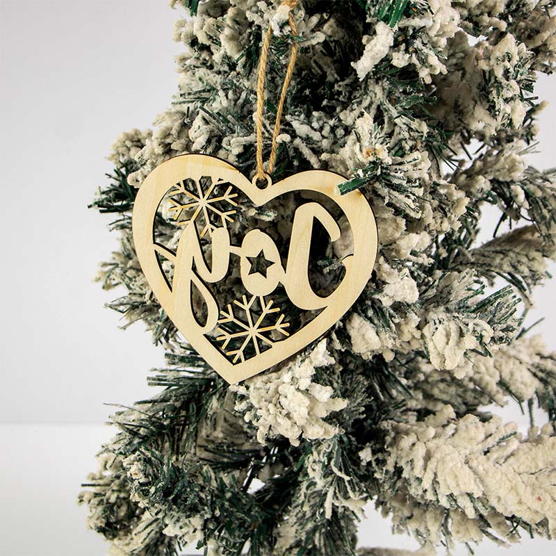 2025 New design laser cut Christmas heart decoration wooden Christmas tree decorations