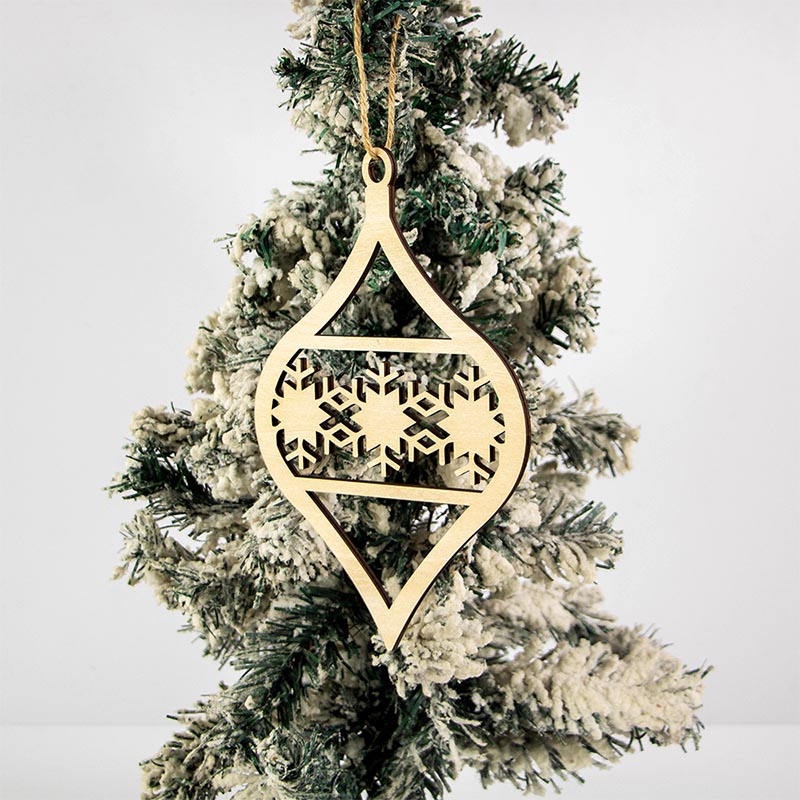 Custom wholesale laser cut wooden Christmas ornaments Christmas tree pendants