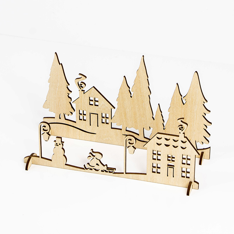 Laser-cut wooden Christmas Village house Christmas home decoration