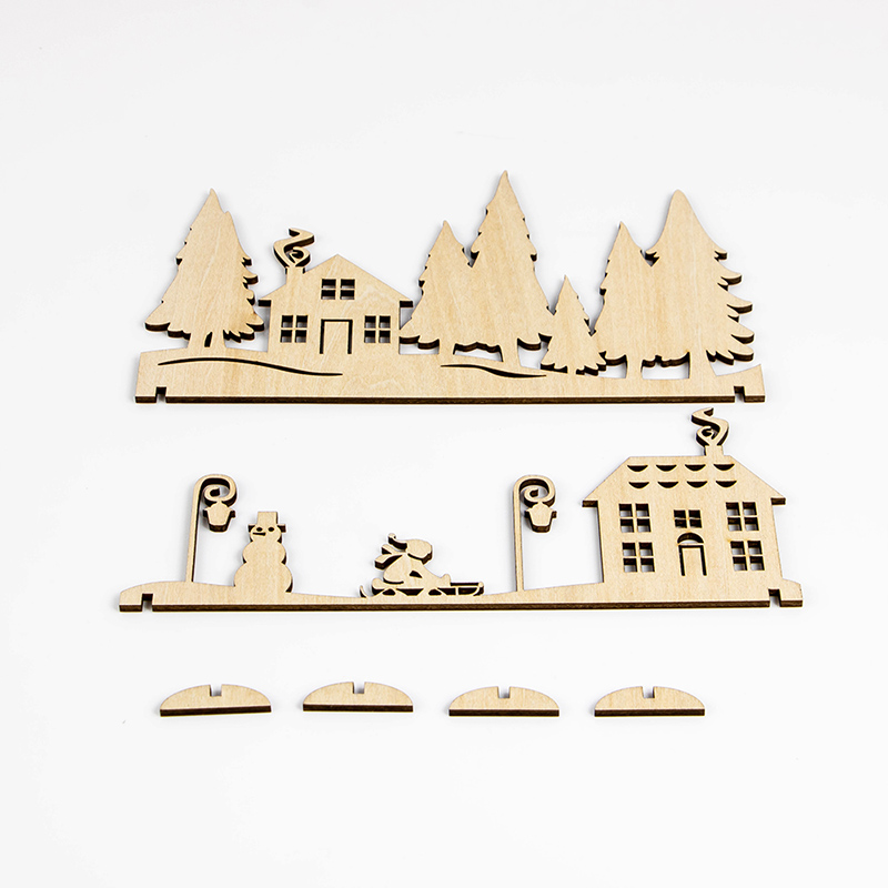 Laser-cut wooden Christmas Village house Christmas home decoration