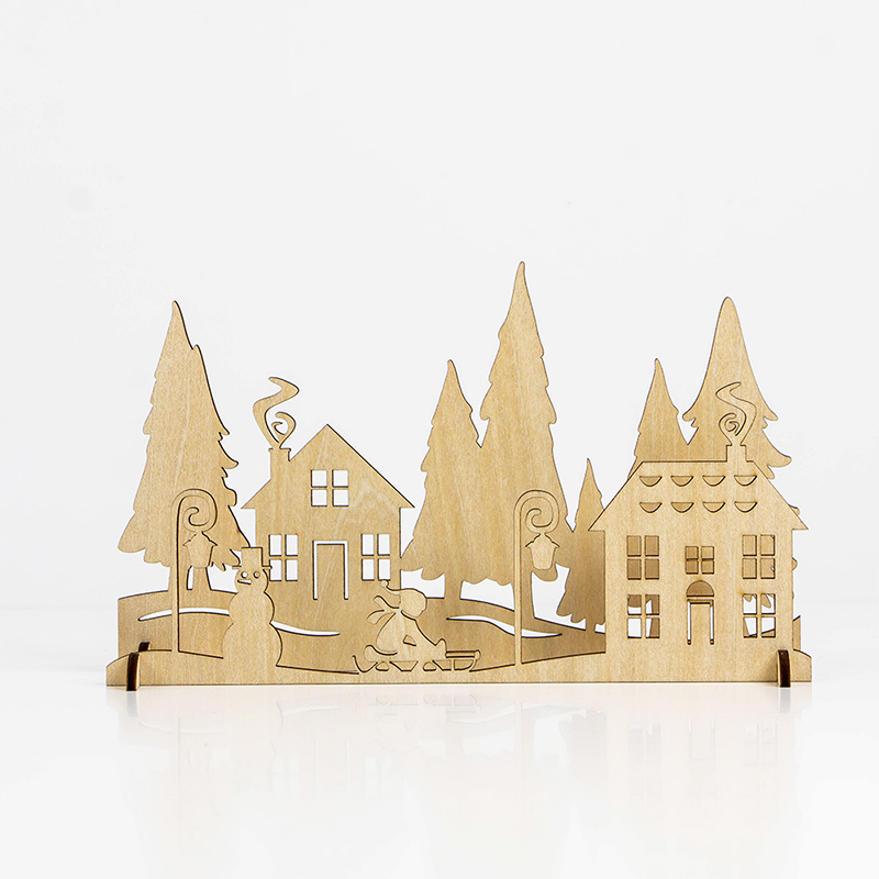 Laser-cut wooden Christmas Village house Christmas home decoration