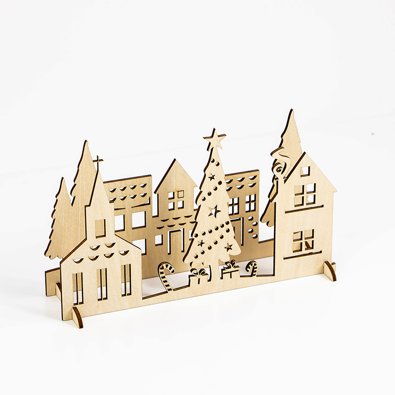 Newly designed Christmas party decoration with rustic wooden Christmas house decoration