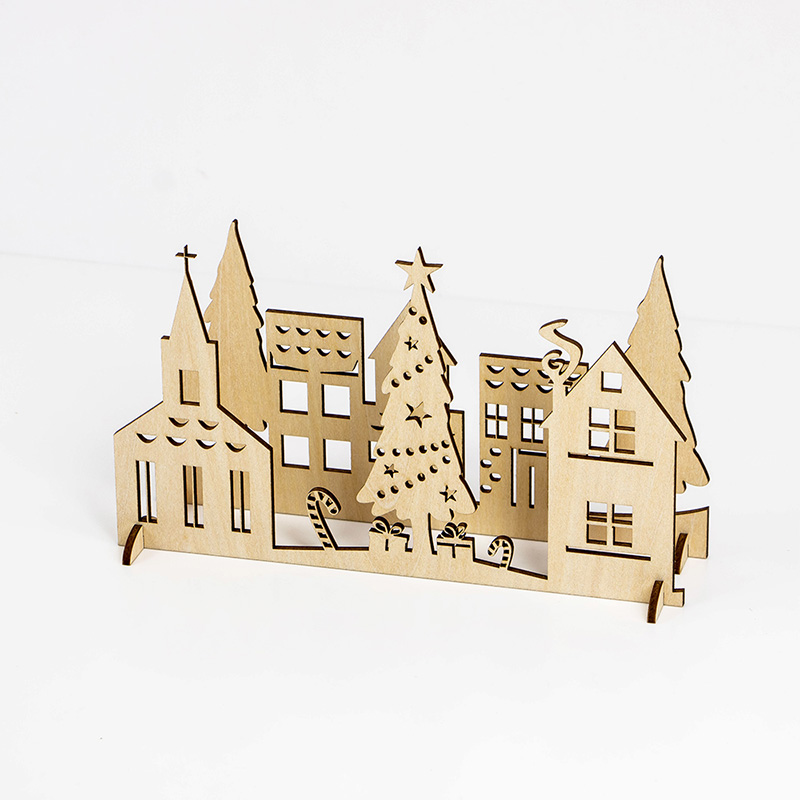 Newly designed Christmas party decoration with rustic wooden Christmas house decoration