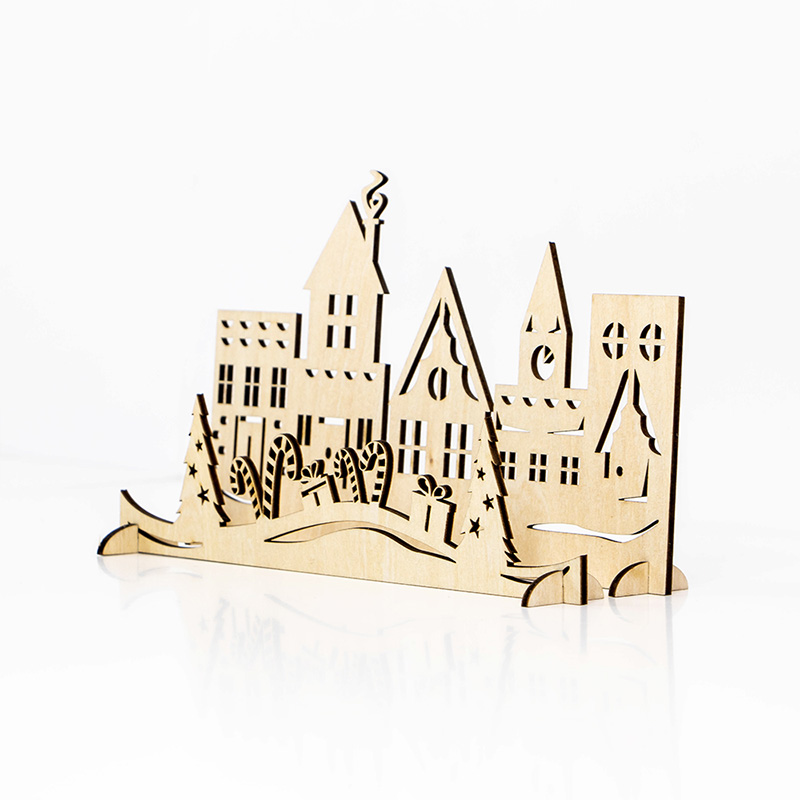 Laser-cut wooden Christmas Village house decoration pieces Christmas decorations