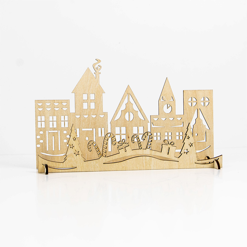 Laser-cut wooden Christmas Village house decoration pieces Christmas decorations