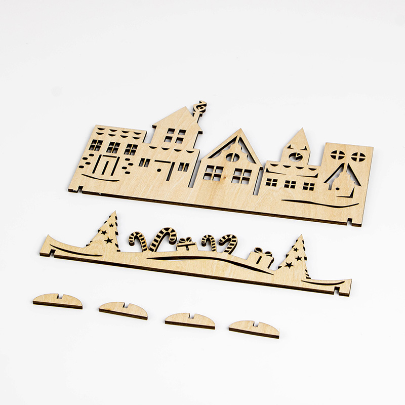 Laser-cut wooden Christmas Village house decoration pieces Christmas decorations