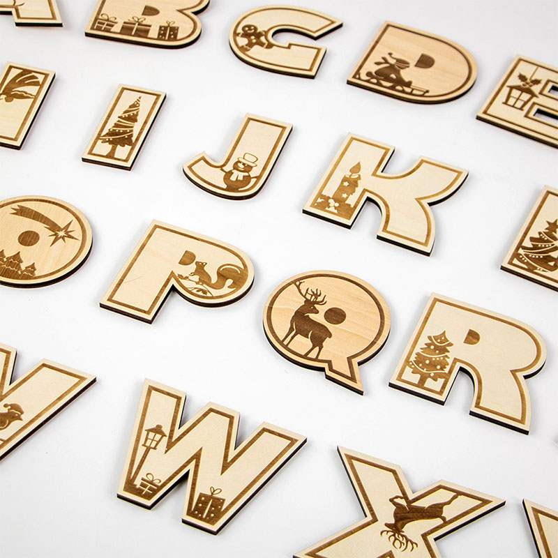 2025 Newly designed wooden Christmas decorations Christmas letter toys