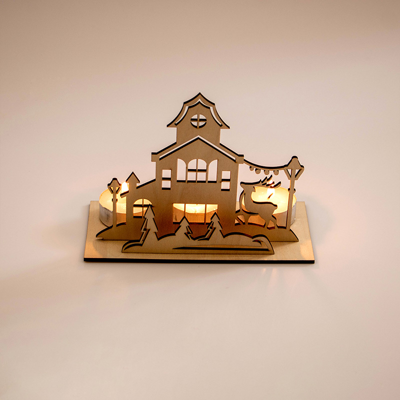 Rustic wooden Christmas candlestick laser cut Christmas holiday decorations