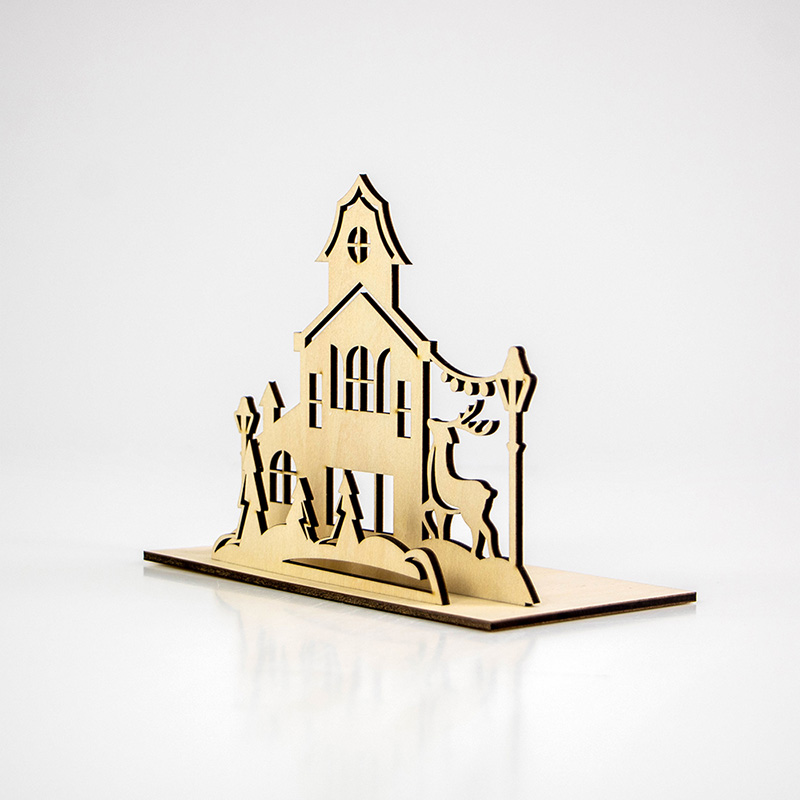 Rustic wooden Christmas candlestick laser cut Christmas holiday decorations