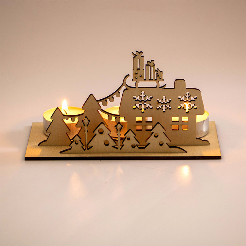 2025 New design of festive wood candle base Christmas home decoration crafts