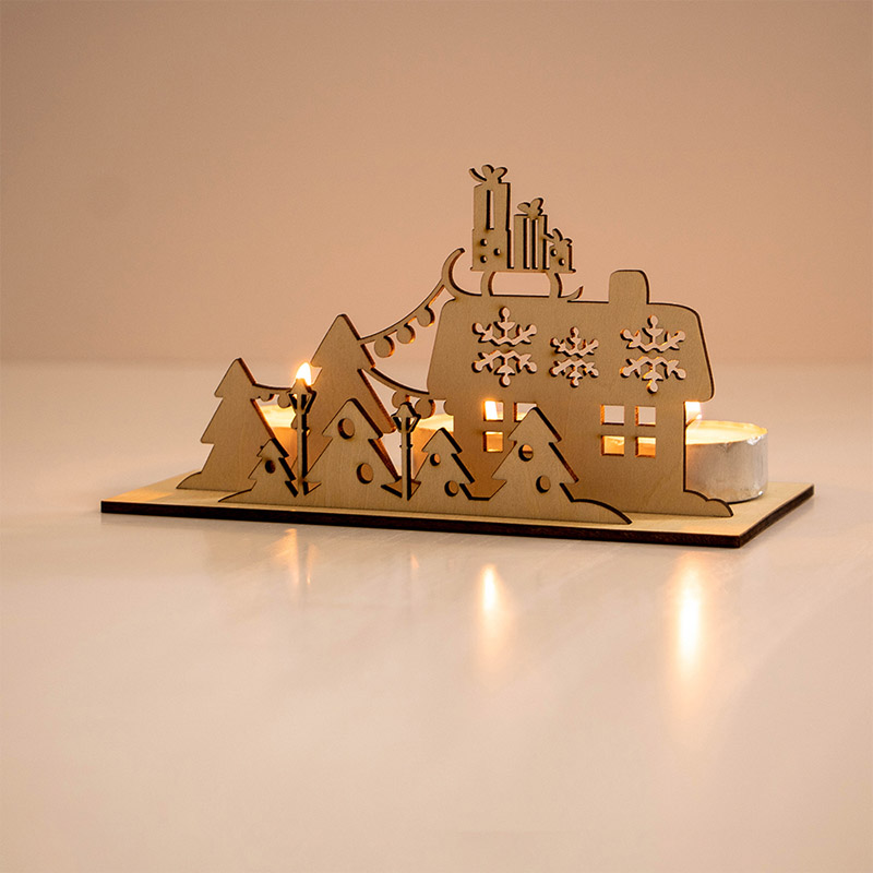 2025 New design of festive wood candle base Christmas home decoration crafts
