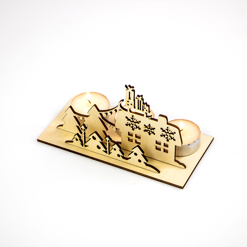2025 New design of festive wood candle base Christmas home decoration crafts