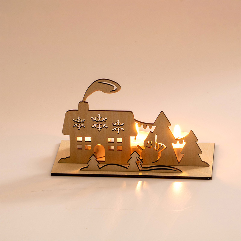 2025 Christmas Decoration wooden candle holder Creative Christmas decoration