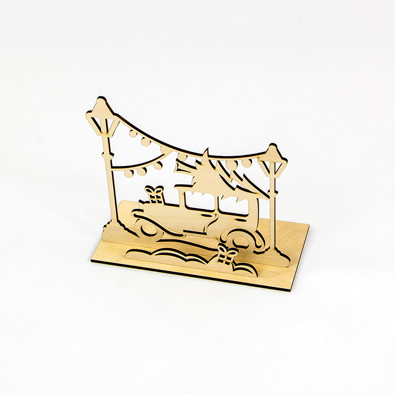 Vintage wooden candle base 3D new design Christmas decoration