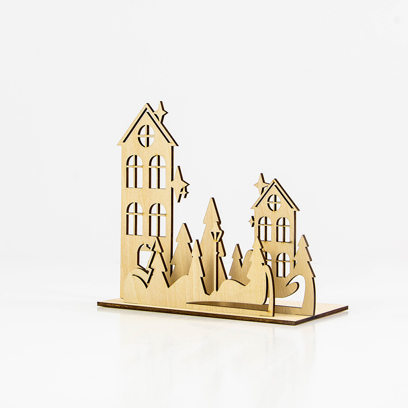 Snowflake carved wood candle holder Christmas decoration candle base