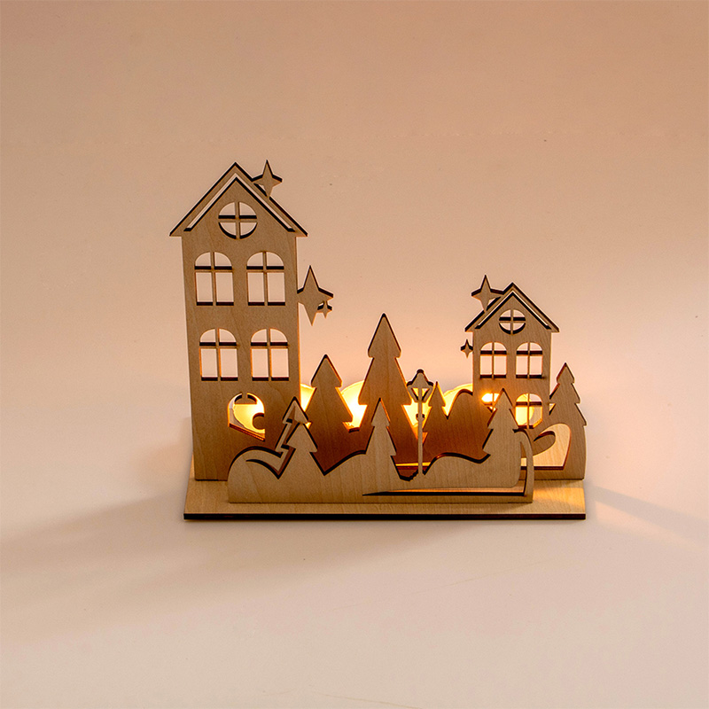 Snowflake carved wood candle holder Christmas decoration candle base
