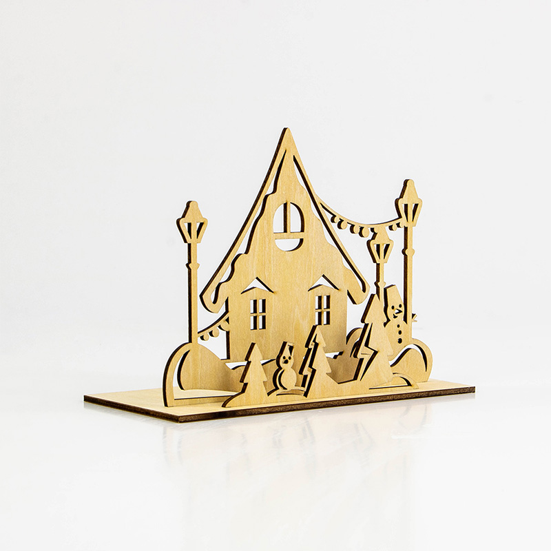 Factory Direct Christmas party decorated with Christmas-themed wooden candlesticks