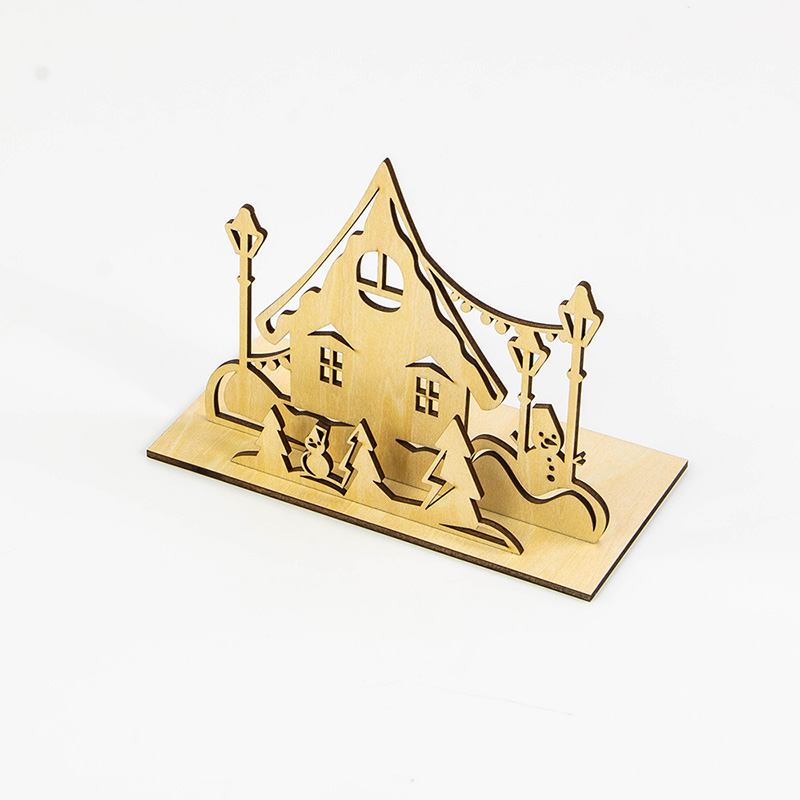 Factory Direct Christmas party decorated with Christmas-themed wooden candlesticks