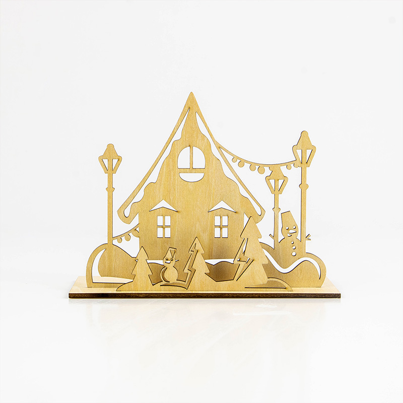 Factory Direct Christmas party decorated with Christmas-themed wooden candlesticks