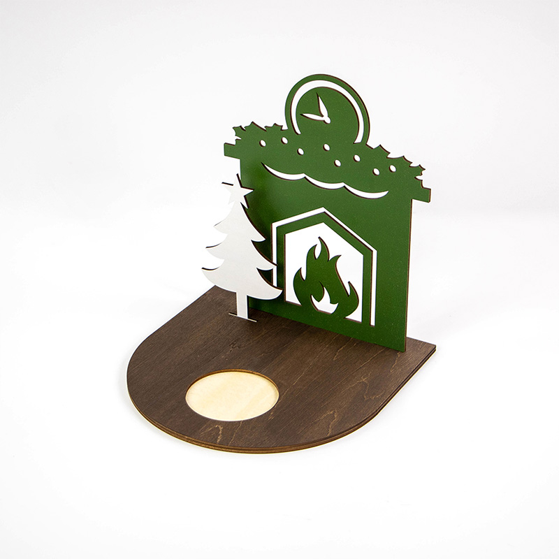 Newly designed universal printed wooden Christmas candle holder for Christmas party decorations