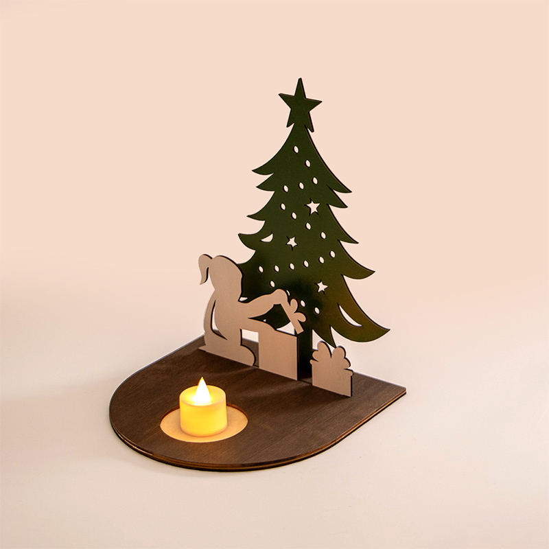 Creative laser-cut wooden Christmas crafts Christmas candle stand Creative laser-cut wooden Christmas crafts Christmas candle stand