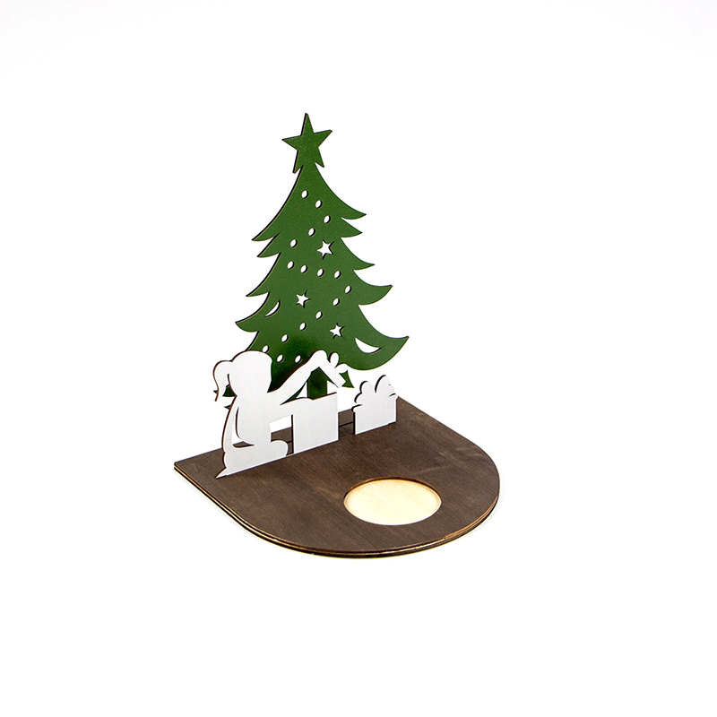 Creative laser-cut wooden Christmas crafts Christmas candle stand
