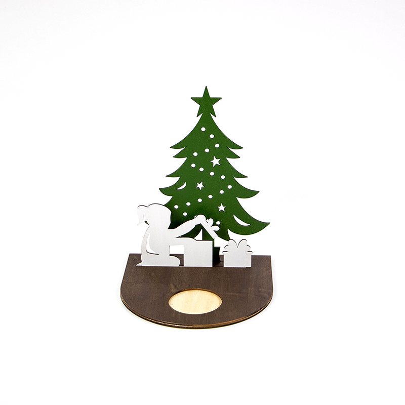 Creative laser-cut wooden Christmas crafts Christmas candle stand
