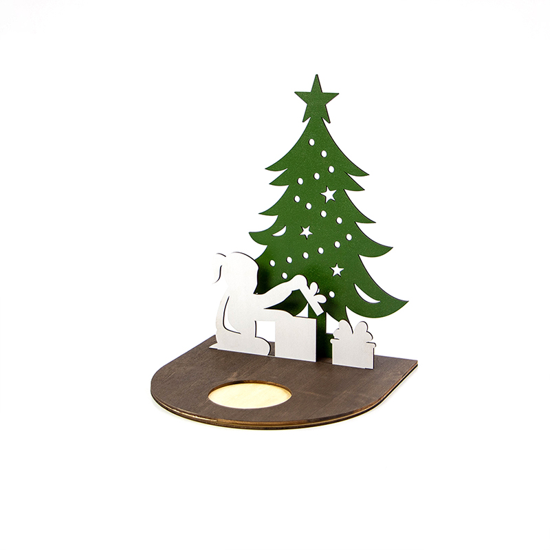 Creative laser-cut wooden Christmas crafts Christmas candle stand
