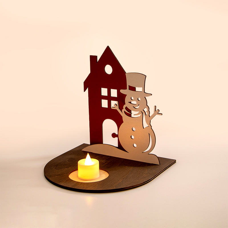 Handmade wooden Christmas candle holder for Christmas home decoration