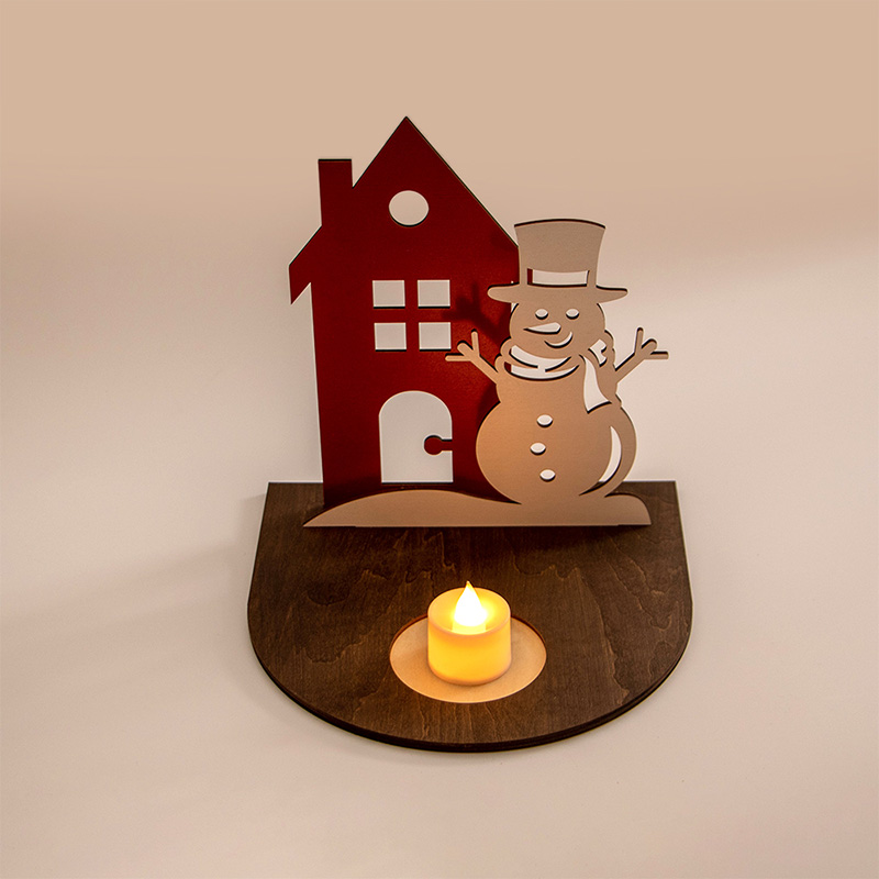 Handmade wooden Christmas candle holder for Christmas home decoration
