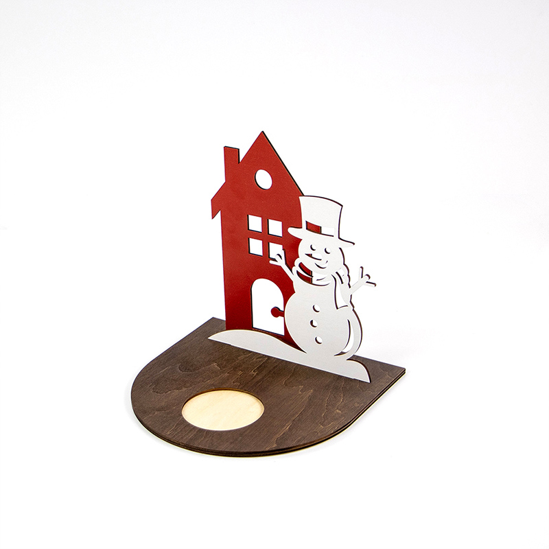 Handmade wooden Christmas candle holder for Christmas home decoration