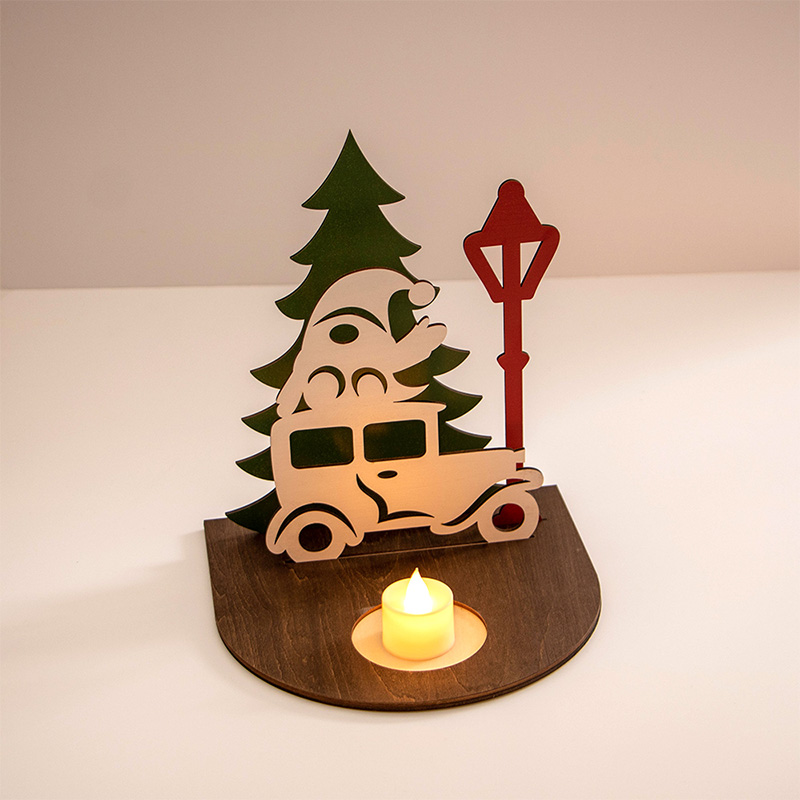 Wholesale wooden candle display Christmas Wooden Christmas candle holder