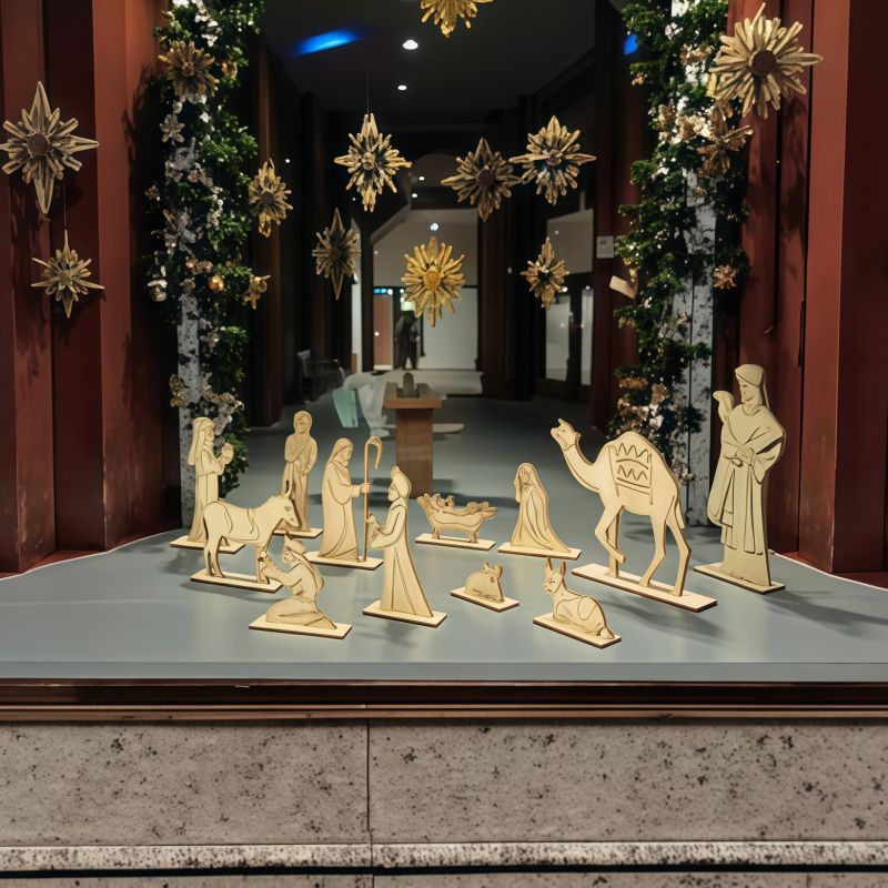 Factory wholesale Easter wooden ornaments decorated nativity ornaments