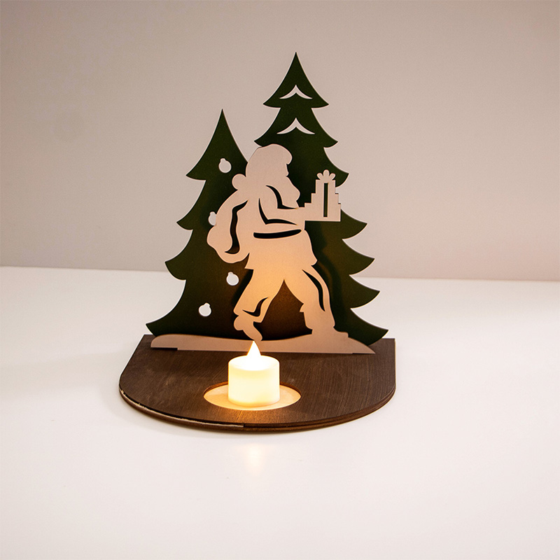 2025 Wooden Advent menorah a traditional Christmas night ornament