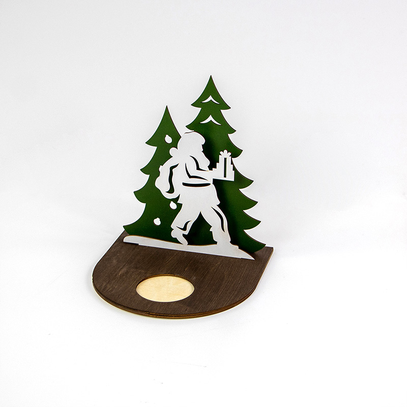 2025 Wooden Advent menorah a traditional Christmas night ornament