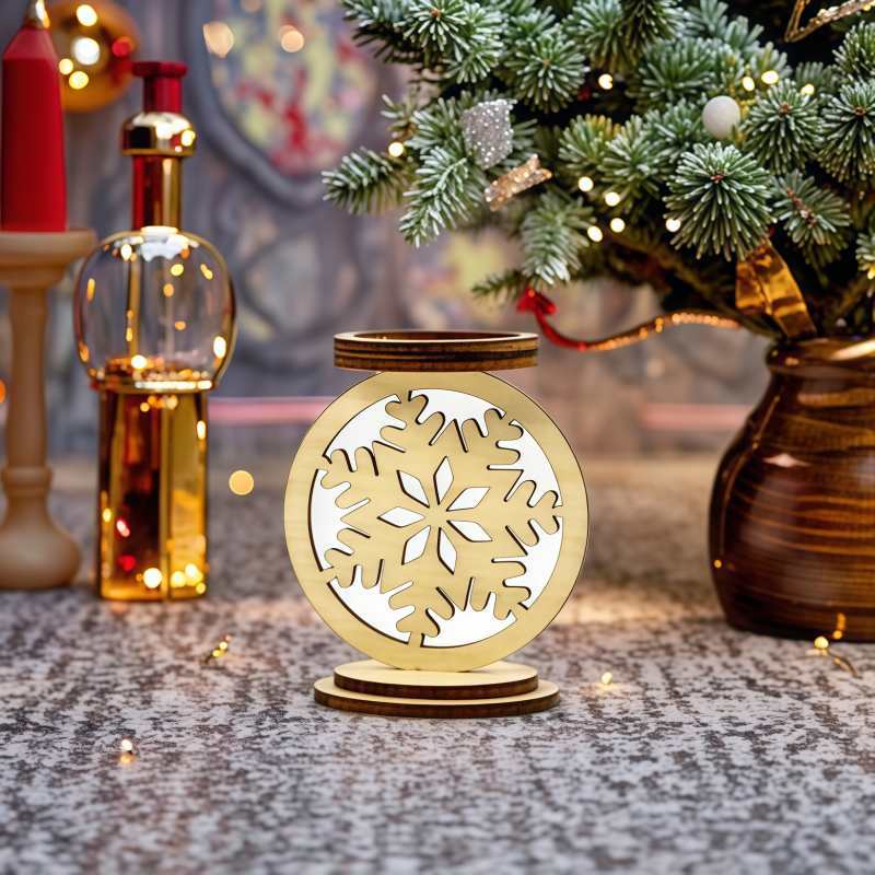 Eco-friendly and unique wood round candle tray for Christmas party decorations