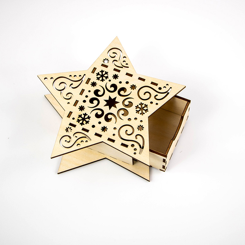 Laser cut wooden Christmas gift box Complex Christmas holiday gift design