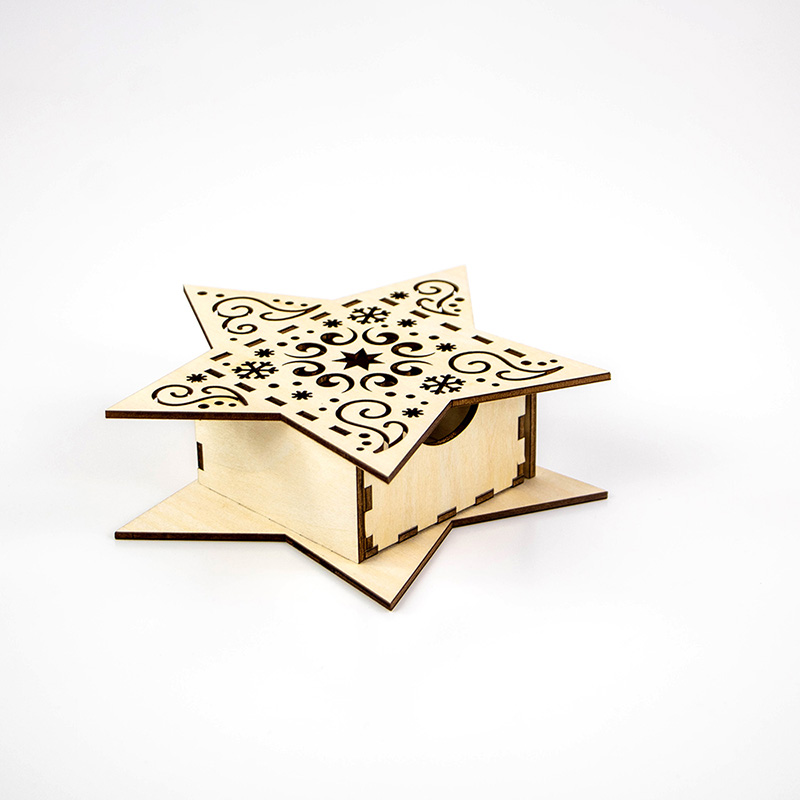Laser cut wooden Christmas gift box Complex Christmas holiday gift design