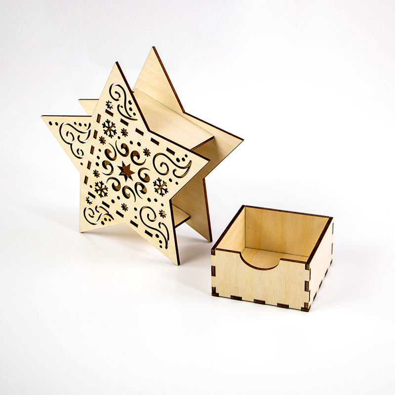 Laser cut wooden Christmas gift box Complex Christmas holiday gift design