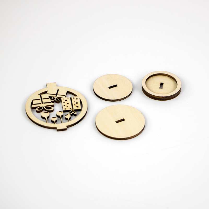 Laser cut wood plywood slice candle base for Christmas candlesticks