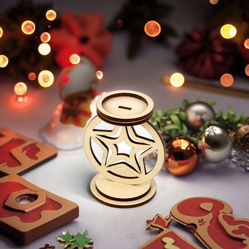 Factory Direct Christmas log candle trays Wooden Christmas candlestick decorations