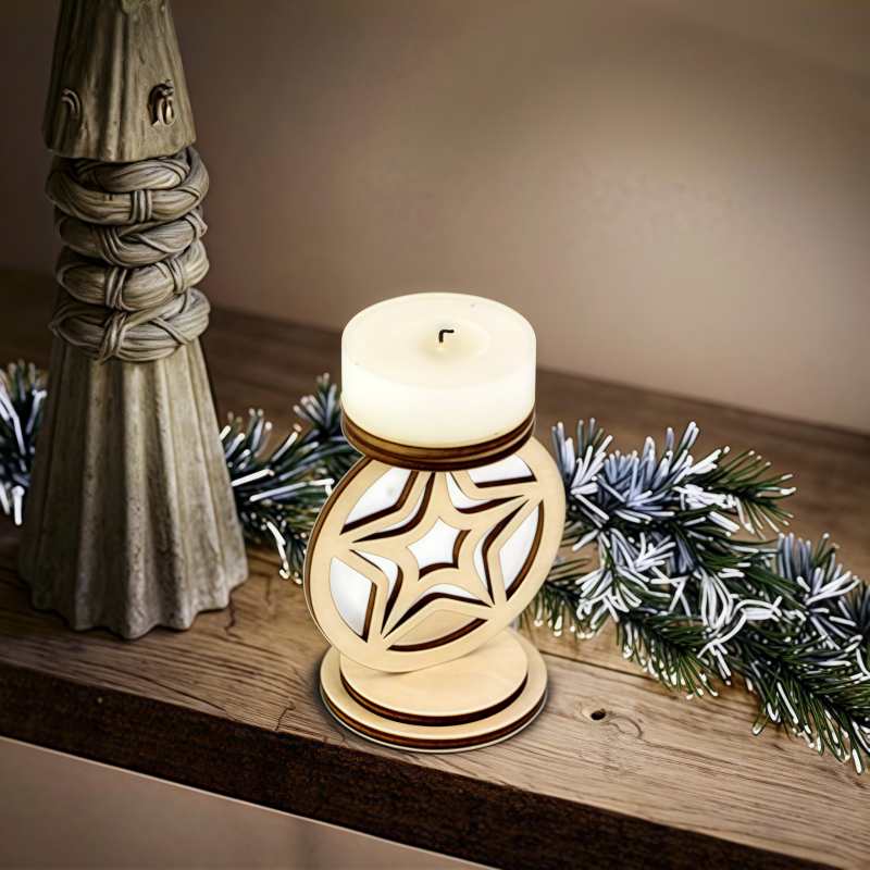 Factory Direct Christmas log candle trays Wooden Christmas candlestick decorations