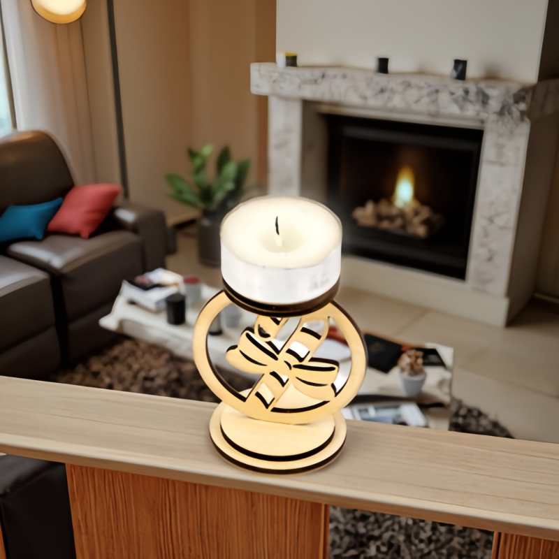 Custom carved Christmas gift personalized wooden candle holder