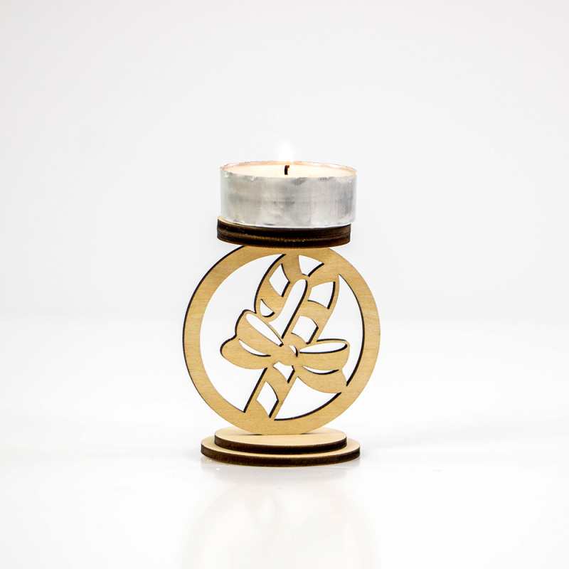 Custom carved Christmas gift personalized wooden candle holder