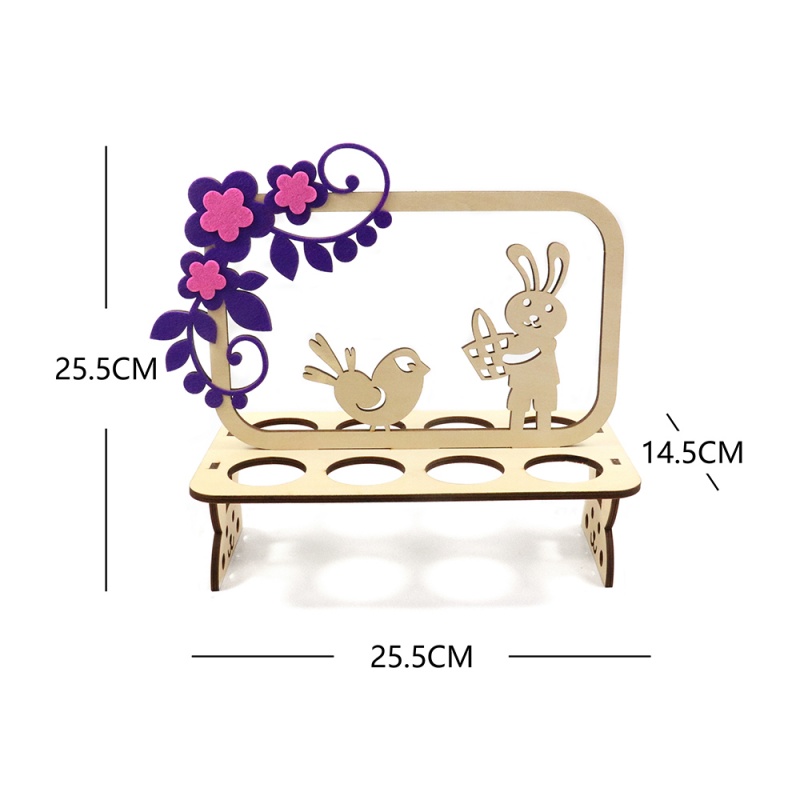 Easter Decoration Laser Cut Wooden Easter Egg Holder Display for Home Decor
