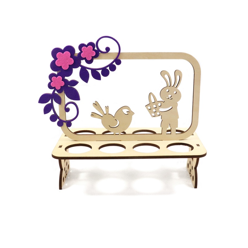 Easter Decoration Laser Cut Wooden Easter Egg Holder Display for Home Decor