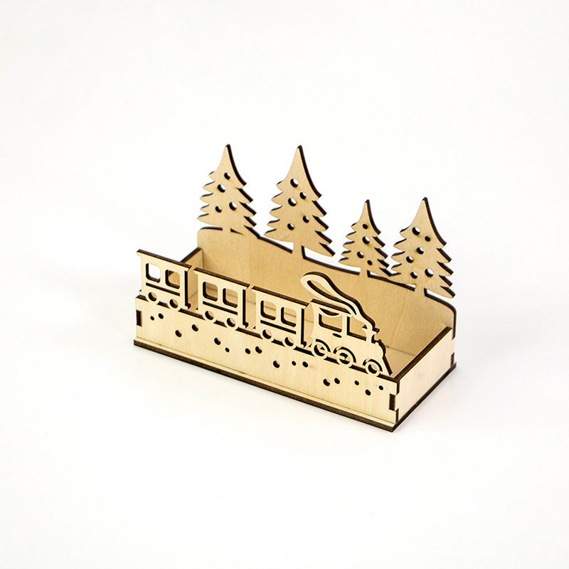 Factory direct Christmas wooden box laser cut Christmas candle scene box