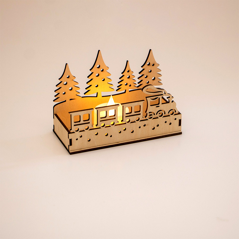 Factory direct Christmas wooden box laser cut Christmas candle scene box